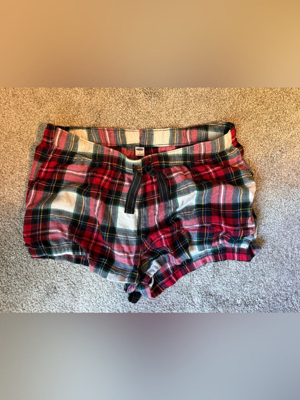 Old Navy Red Plaid Cotton Drawstring Sleep Shorts